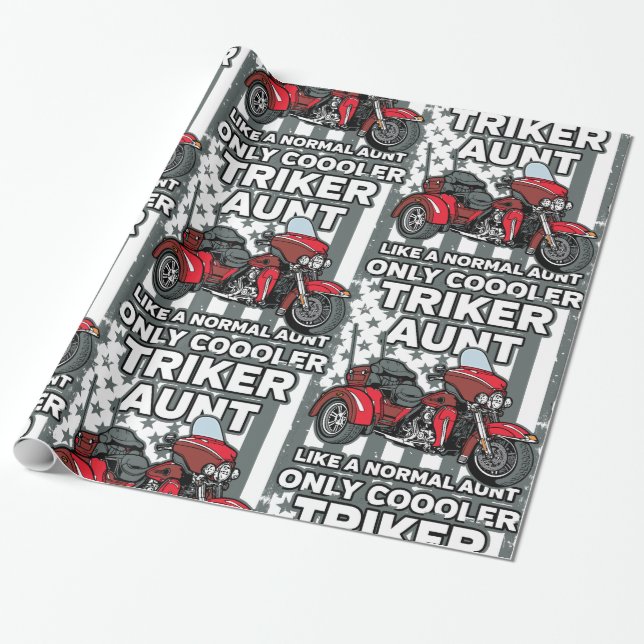 Motorcycle Triker Aunt Wrapping Paper (Unrolled)