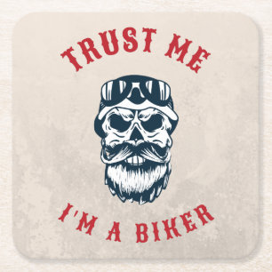 Motorcycle Trust me i'm a biker Square Paper Coaster