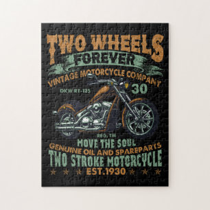 Motorcycle Two Wheels Forever Vintage Jigsaw Puzzle
