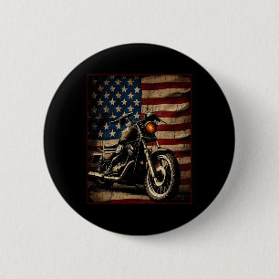 Motorcycle Usa Flag Retro Biker  6 Cm Round Badge