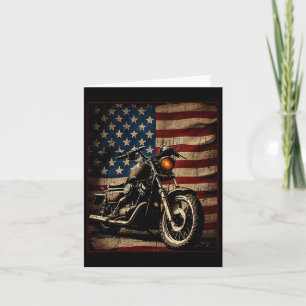 Motorcycle Usa Flag Retro Biker  Card