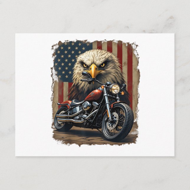 Motorcycle USA Flag Retro Biker Chopper Enclosure Card (Front)