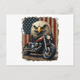 Motorcycle USA Flag Retro Biker Chopper Holiday Postcard