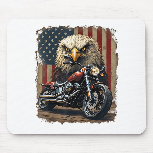 Motorcycle USA Flag Retro Biker Chopper Mouse Mat (Front)