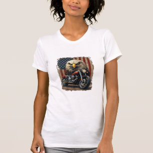 Motorcycle USA Flag Retro Biker Chopper T-Shirt
