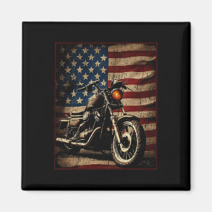 Motorcycle Usa Flag Retro Biker Magnet