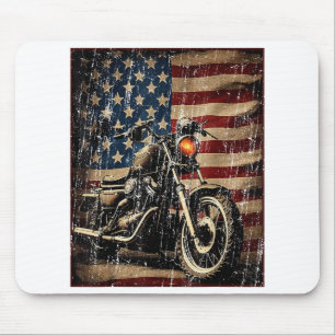 Motorcycle USA Flag Retro Biker Mouse Mat