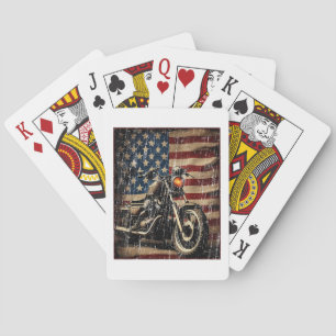 Motorcycle USA Flag Retro Biker Playing Cards