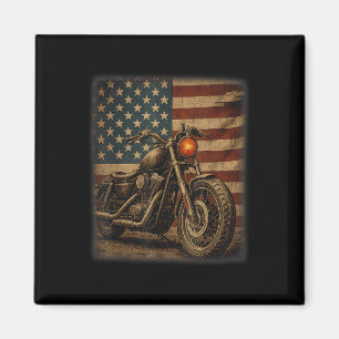 Motorcycle Usa Flag Retro Biker Shirt Men &amp; Wo Magnet