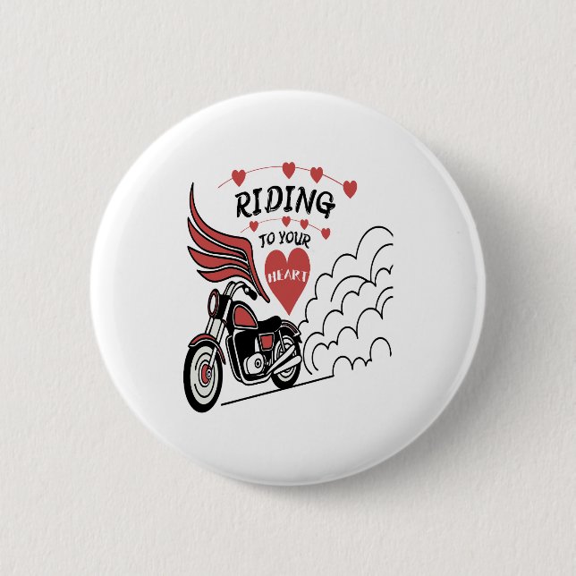 Motorcycle Valentine 6 Cm Round Badge (Front)