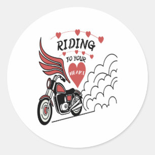 Motorcycle Valentine Classic Round Sticker