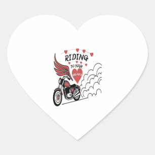 Motorcycle Valentine Heart Sticker