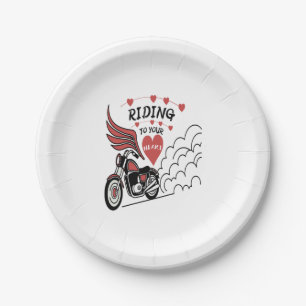 Motorcycle Valentine Paper Plate