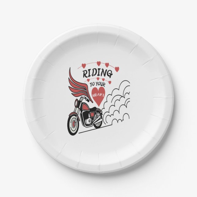 Motorcycle Valentine Paper Plate (Front)