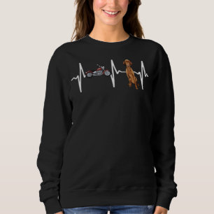 Motorcycle Vizsla Heartbeat Dog Sweatshirt