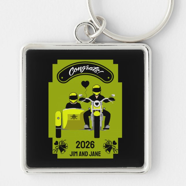 Motorcycle Wedding Gifts For Couple Key Ring (Front)
