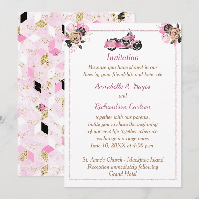 Motorcycle Wedding Invitation (Front/Back)
