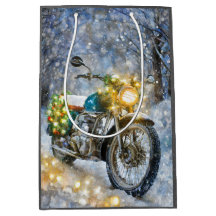 Motorcycle with Christmas Lights
