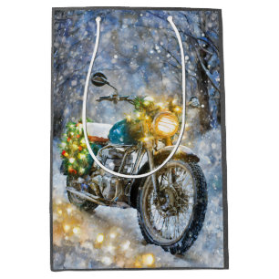 Motorcycle with Christmas Lights Medium Gift Bag