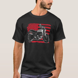 Motorcycle With Us American Flag Fourth 4th Of Jul T-Shirt