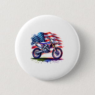 Motorcycle with USA Flag, 4th July 6 Cm Round Badge