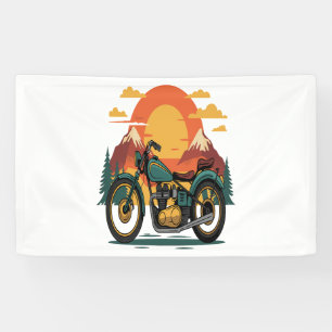 Motorcycle with USA Flag, 4th July Banner