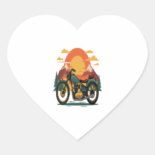 Motorcycle with USA Flag, 4th July Heart Sticker