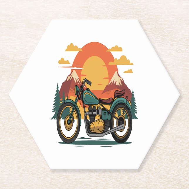 Motorcycle with USA Flag, 4th July Paper Coaster (Front)