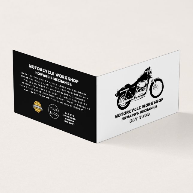 Motorcycle Workshop, Mechanic & Repair, Detailed Business Card (Outside)