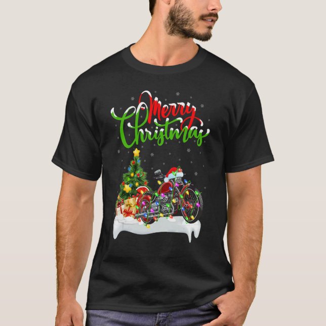 Motorcycle   Xmas Decorations Santa Motorcycle Chr T-Shirt (Front)