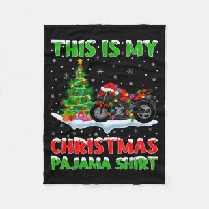 Motorcycle Xmas Tree Lights This Is My Christmas P Fleece Blanket