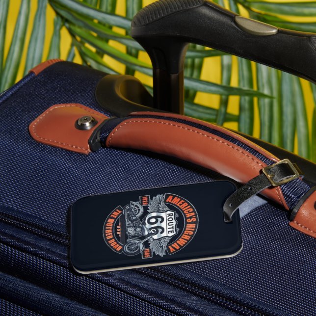 Motorcycles and Route 66 Luggage Tag (Front Insitu 3)