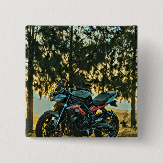 Motorcycles gift 15 cm square badge (Front)