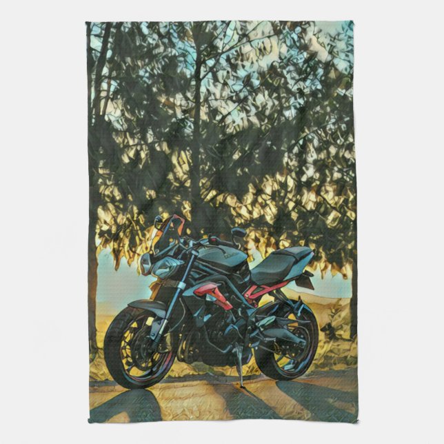 Motorcycles gift tea towel (Vertical)