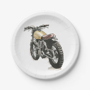 Motorcycles in Ink III Paper Plate
