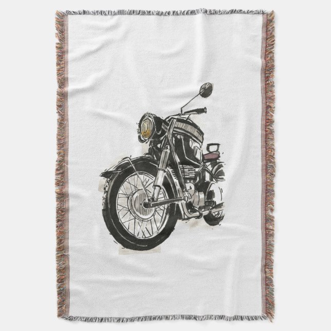 Motorcycles in Ink IV Throw Blanket (Front Vertical)