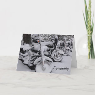 Motorcycles in the Snow Sympathy Card for a Biker