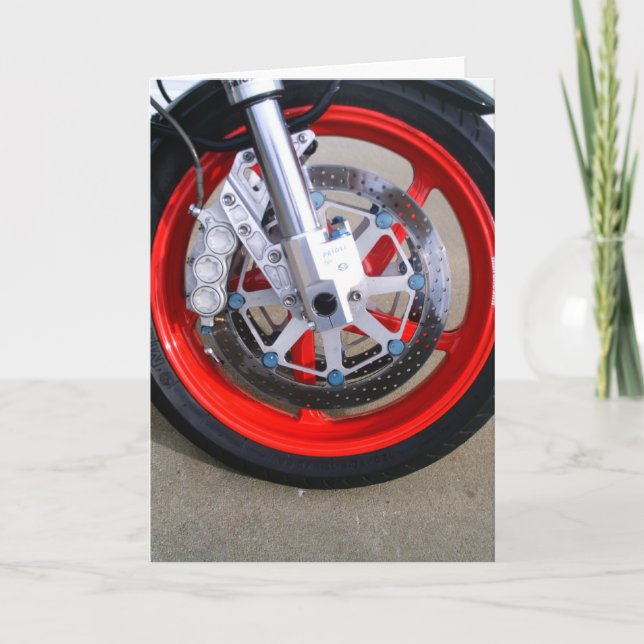 Motorcycles Motorcycle Wheel Red Rims Photo Card (Front)