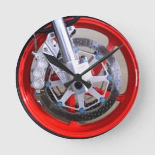 Motorcycles Motorcycle Wheel Red Rims Photo Round Clock