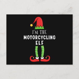 Motorcycling Elf Christmas Matching Family Gift Postcard