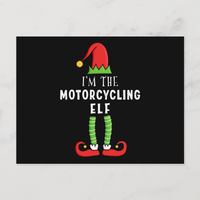 Motorcycling Elf Christmas Matching Family Gift Postcard (Front)
