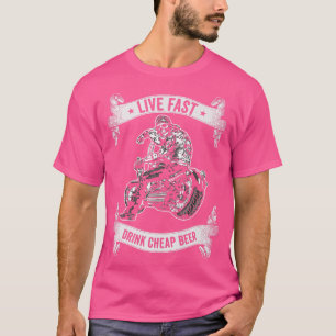 Motorcycling Skeleton Biker Drinking Beer Motorcyc T-Shirt
