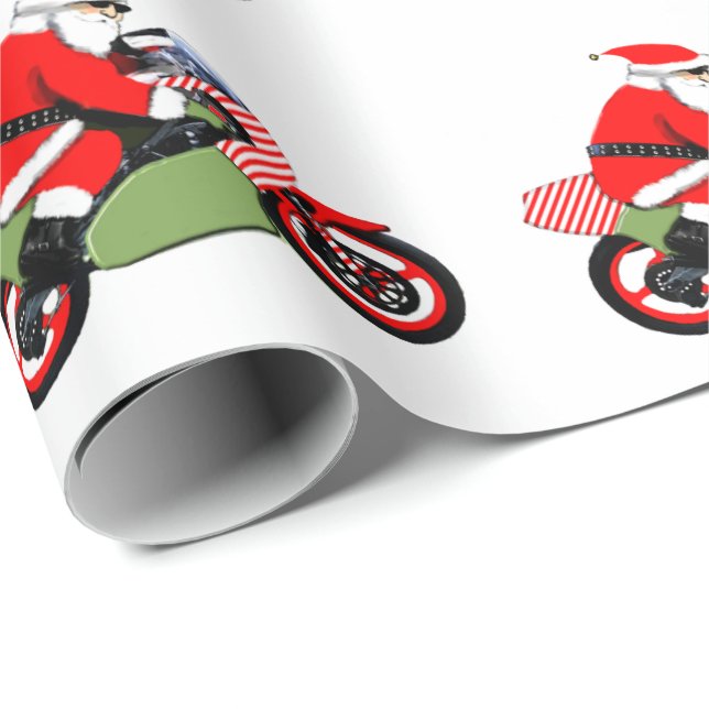 Motorcyclist Biker Christmas Wrapping Paper (Roll Corner)