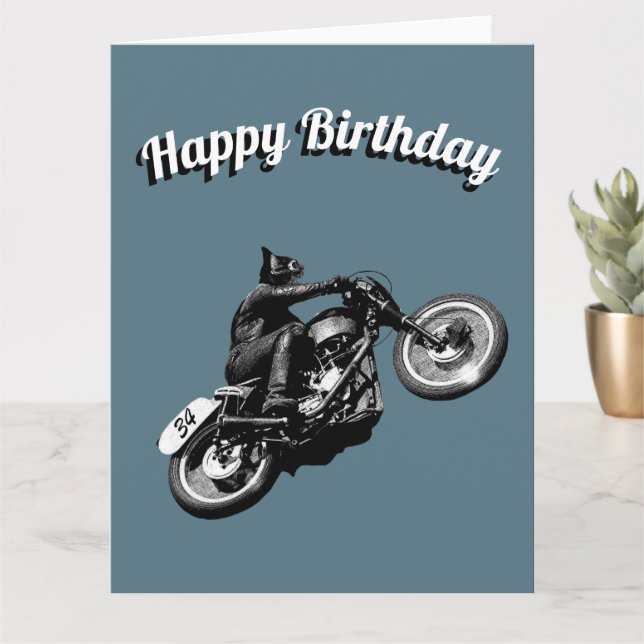 Motorcyclist Birthday Card (Small Plant)