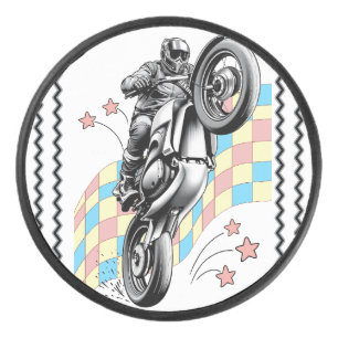 motorcyclist hockey puck