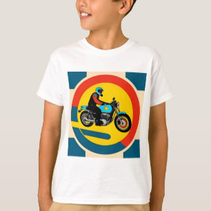 Motorcyclist in Vibrant Retro Art Style T-Shirt