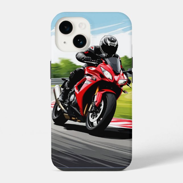 Motorcyclist Leaning into a Sharp Turn iPhone Case (Back)