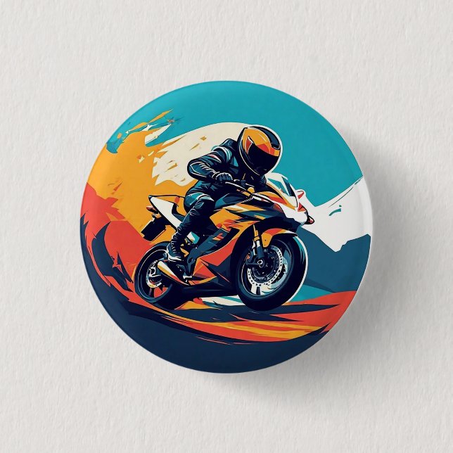 Motorcyclist Racing 3 Cm Round Badge (Front)