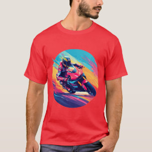 Motorcyclist Racing Dynamic Illustration T-Shirt