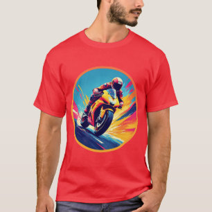 Motorcyclist Racing Dynamic Illustration T-Shirt